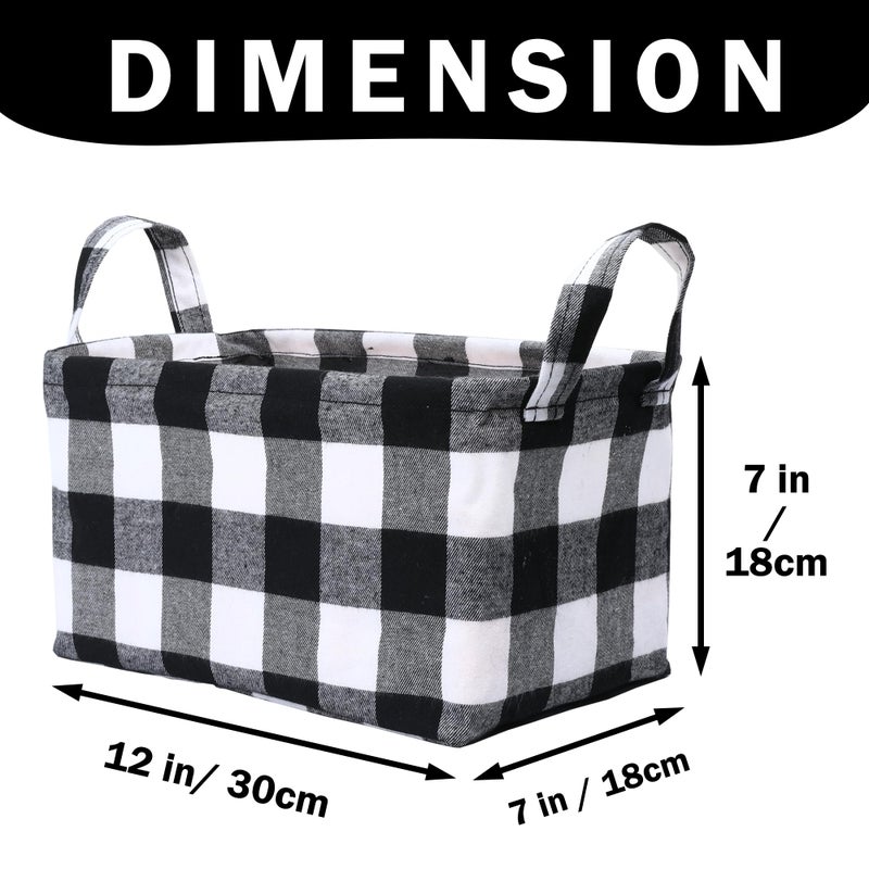 Kaaltisy Buffalo Storage Basket - Black and White Foldable Storage Baskets, Buffalo Plaid Cube Storage Bins for Shelves, Home Office Organizer Containers for Closet, Towels, Drawers - 3 Pack - Image 2